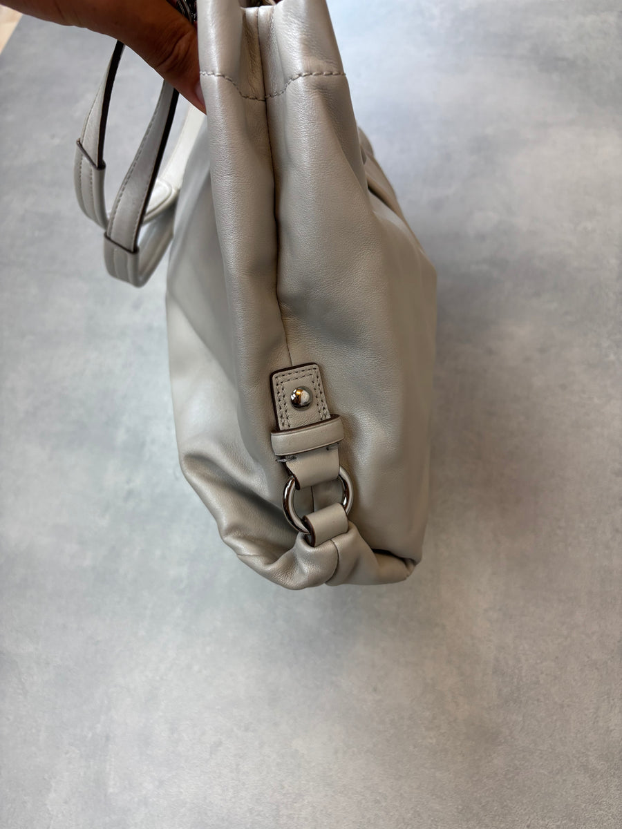 Coach Leather Shoulder Bag Light Grey