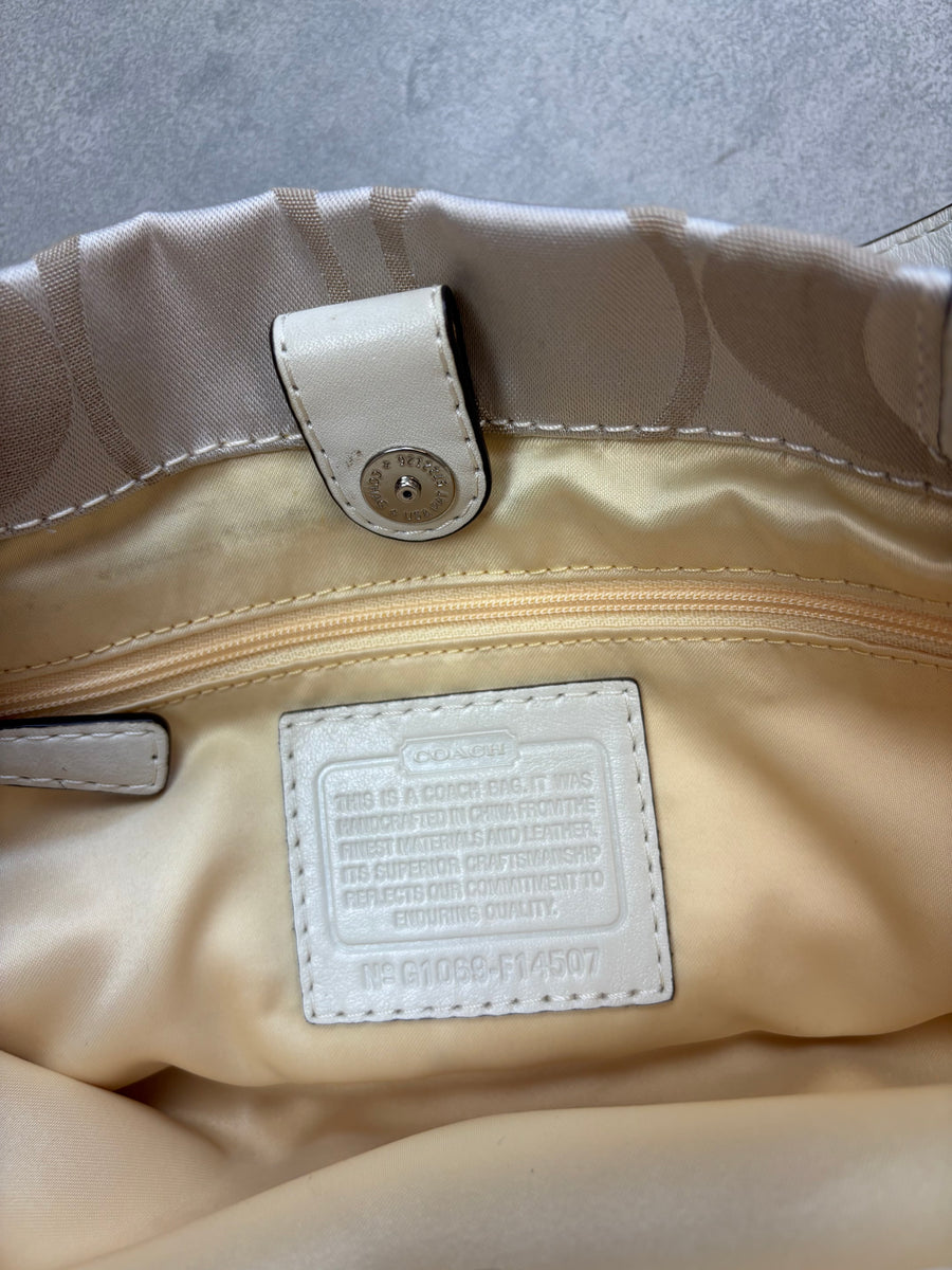 Coach Signature Canvas Shoulder Bag Beige