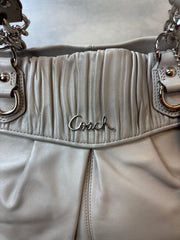 Coach Leather Shoulder Bag Light Grey