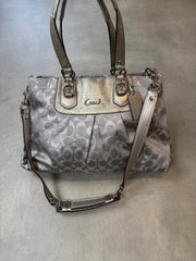 Coach Signature Canvas 2-Way Bag Silver