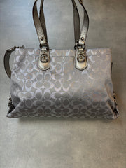 Coach Signature Canvas 2-Way Bag Silver
