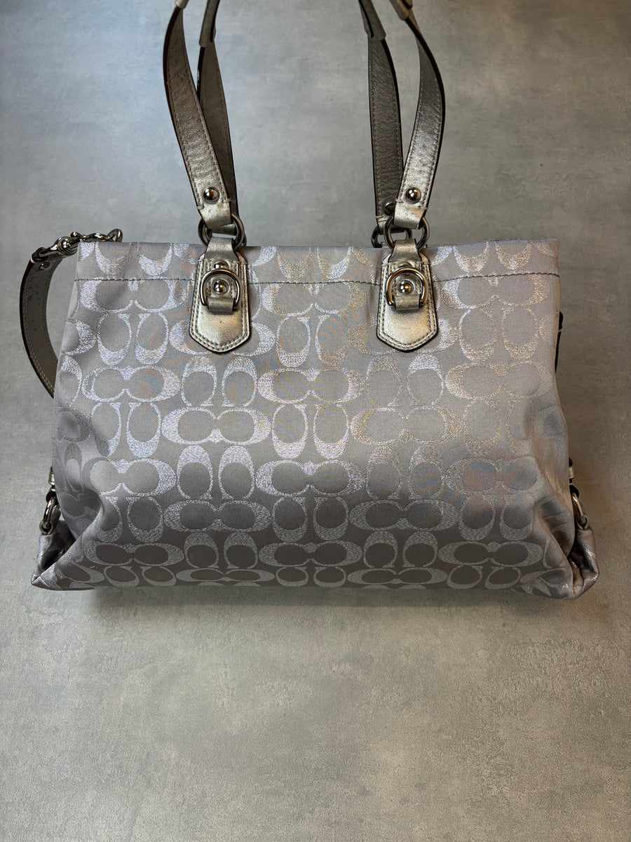 Coach Signature Canvas 2-Way Bag Silver