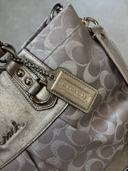 Coach Signature Canvas 2-Way Bag Silver