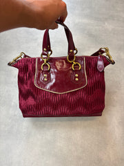 Coach Satin Shoulder Bag Burgundy