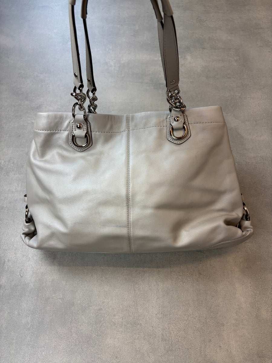 Coach Leather Shoulder Bag Light Grey