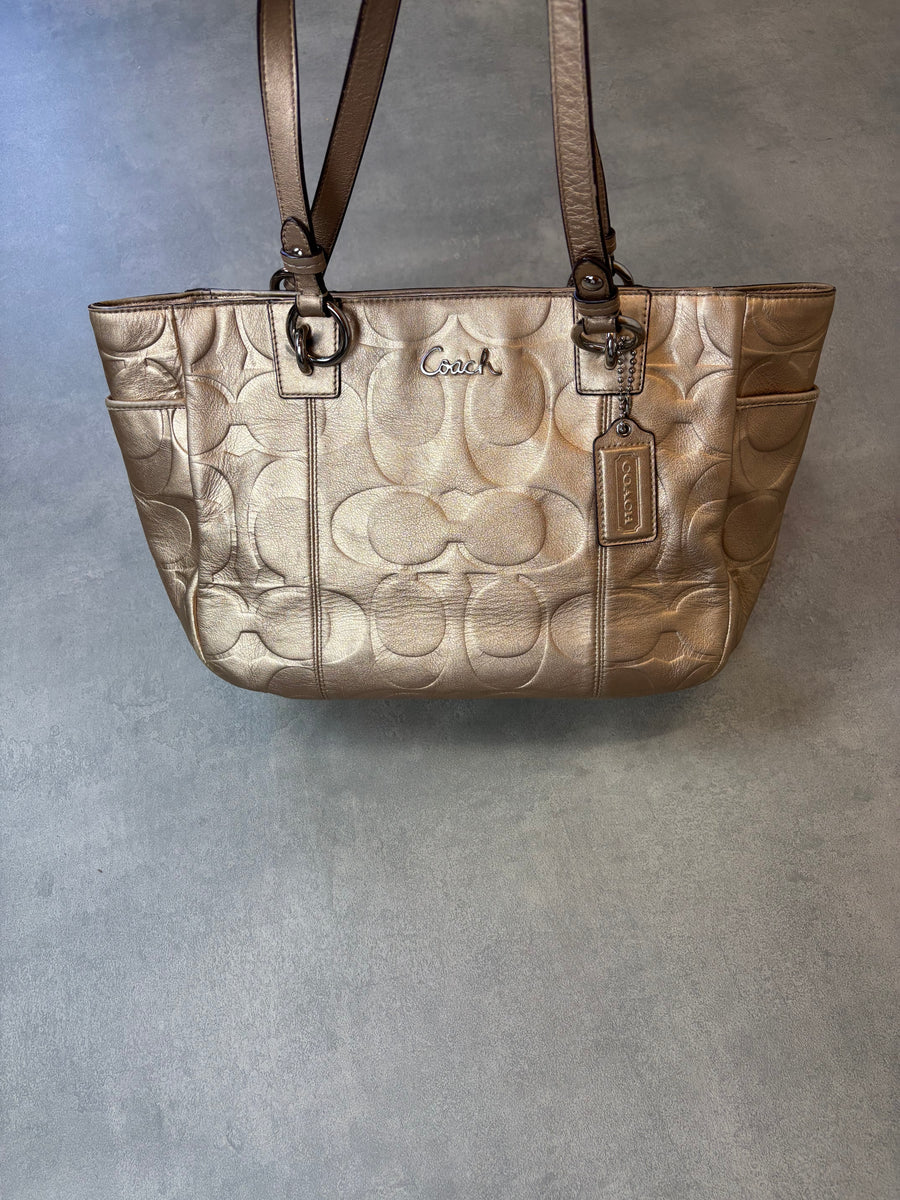 Coach Embossed Leather Tote Bag