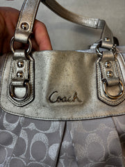 Coach Signature Canvas 2-Way Bag Silver