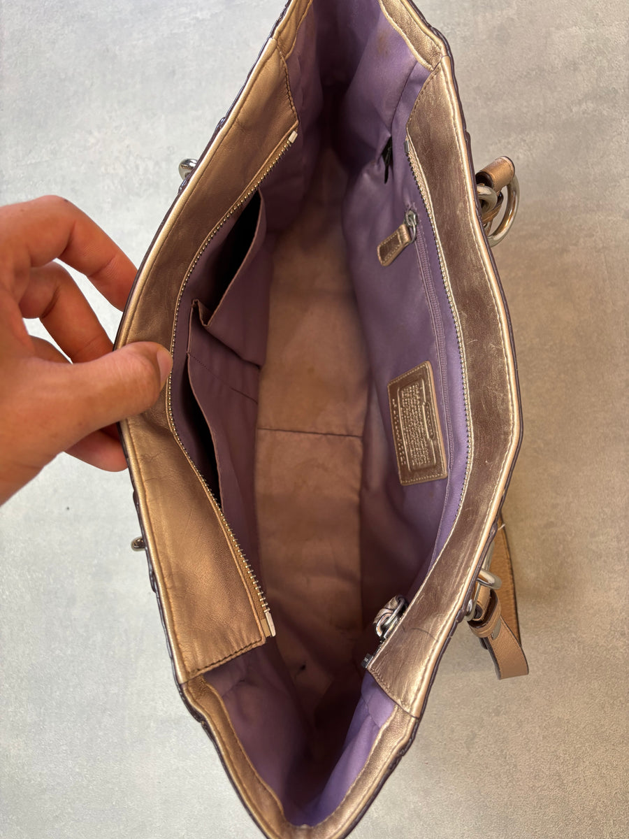 Coach Embossed Leather Tote Bag