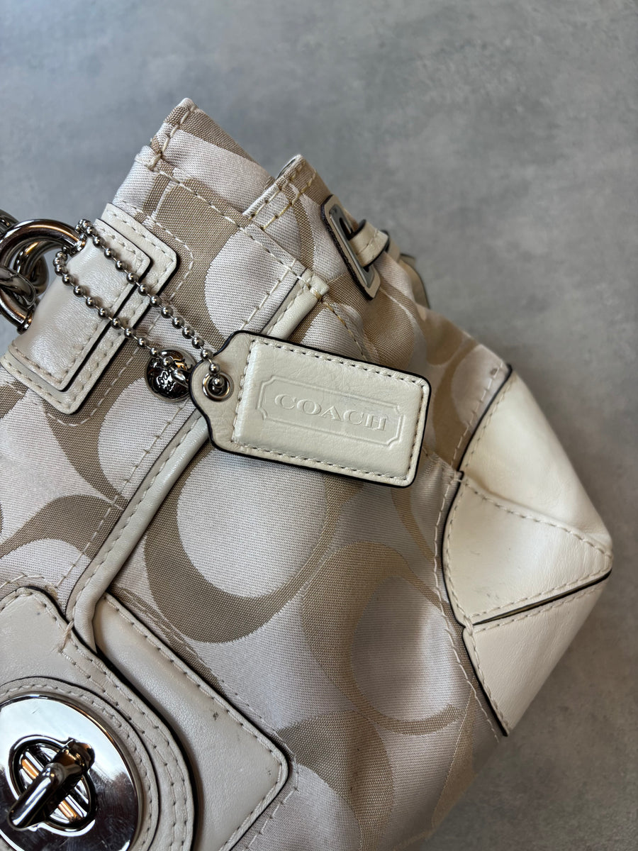 Coach Signature Canvas Shoulder Bag Beige