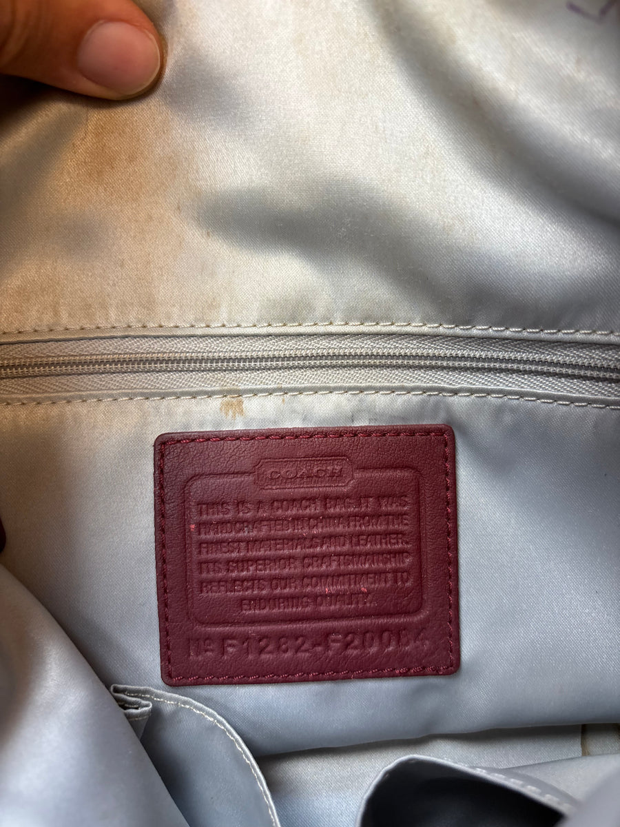 Coach Satin Shoulder Bag Burgundy