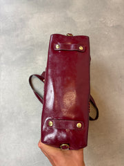 Coach Satin Shoulder Bag Burgundy