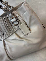Coach Leather Shoulder Bag Light Grey