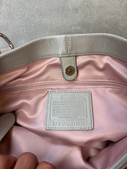 Coach Leather Shoulder Bag Light Grey