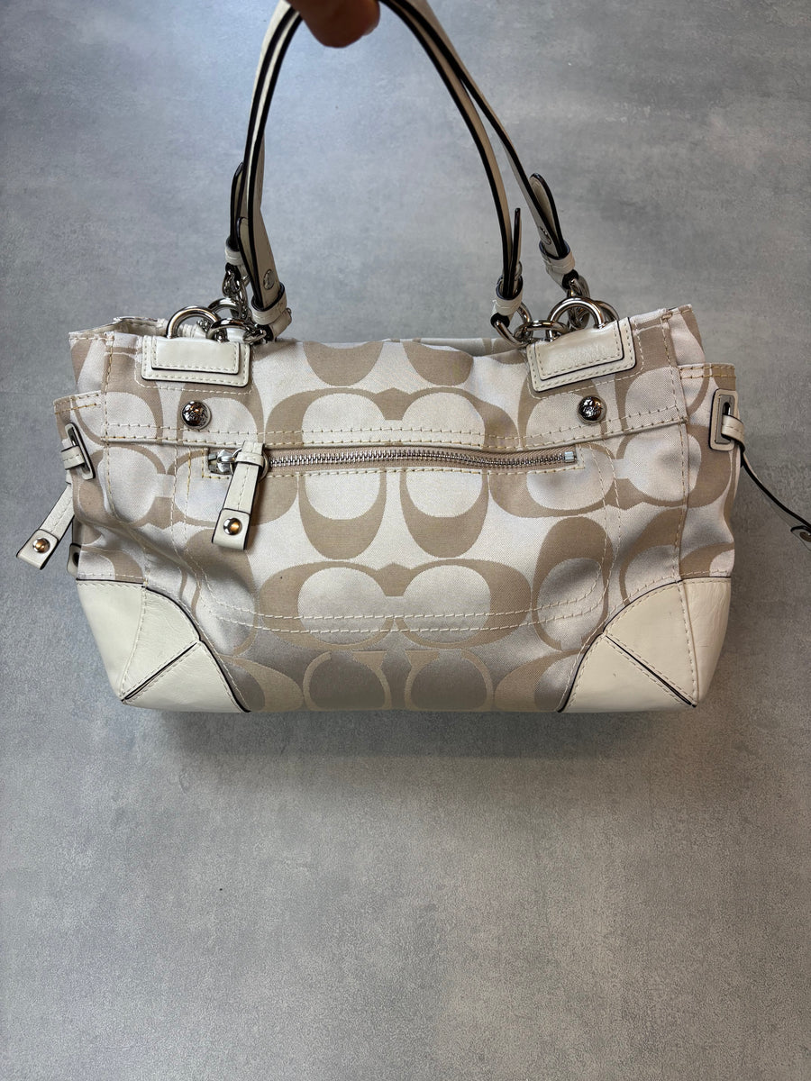 Coach Signature Canvas Shoulder Bag Beige