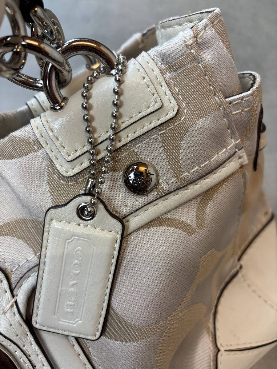 Coach Signature Canvas Shoulder Bag Beige