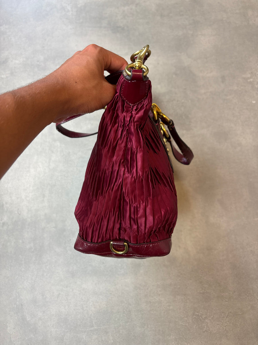 Coach Satin Shoulder Bag Burgundy