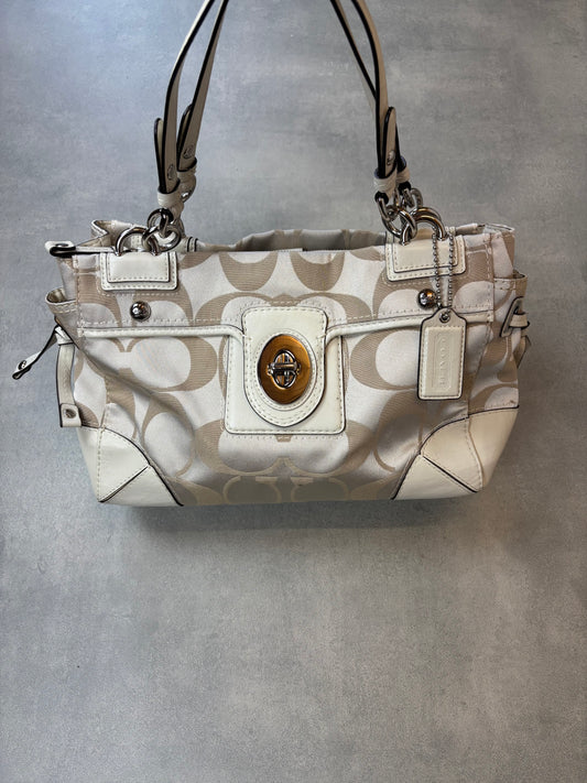 Coach Signature Canvas Shoulder Bag Beige