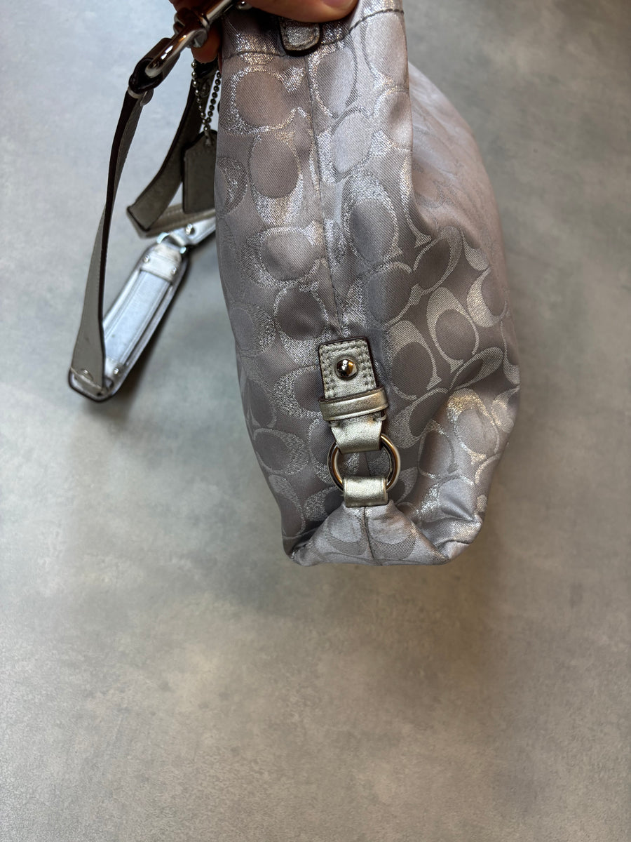 Coach Signature Canvas 2-Way Bag Silver