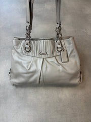Coach Leather Shoulder Bag Light Grey