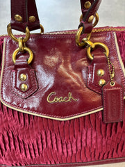 Coach Satin Shoulder Bag Burgundy